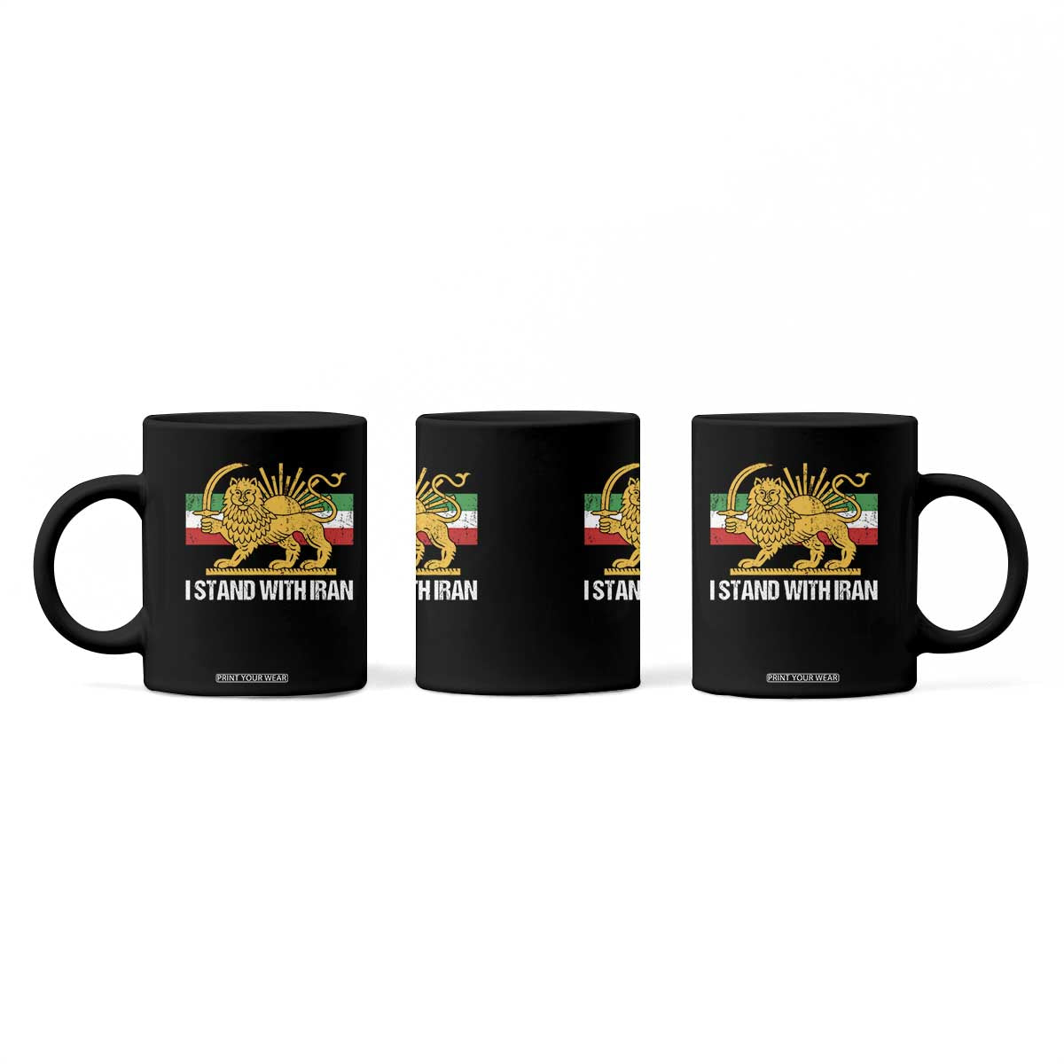 I Stand With Iran Coffee Mug Shir o Khorshid Lion And Sun Iran Persia TS10 Print Your Wear