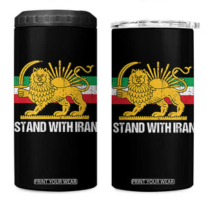 I Stand With Iran 4 in 1 Can Cooler Tumbler Shir o Khorshid Lion And Sun Iran Persia TS10 One Size: 16 oz Black Print Your Wear