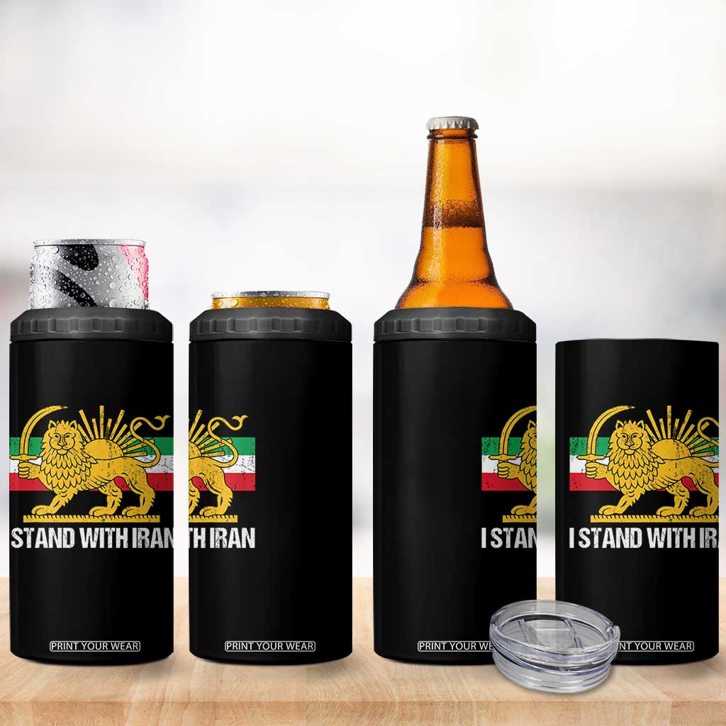 I Stand With Iran 4 in 1 Can Cooler Tumbler Shir o Khorshid Lion And Sun Iran Persia TS10 Print Your Wear