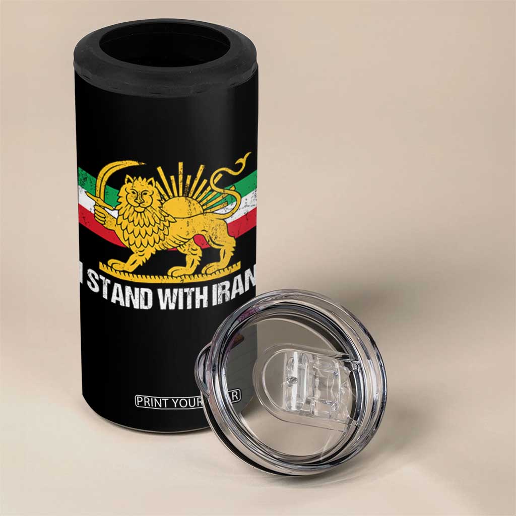 I Stand With Iran 4 in 1 Can Cooler Tumbler Shir o Khorshid Lion And Sun Iran Persia TS10 Print Your Wear