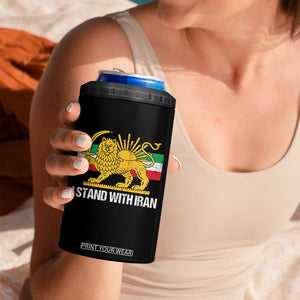 I Stand With Iran 4 in 1 Can Cooler Tumbler Shir o Khorshid Lion And Sun Iran Persia TS10 Print Your Wear