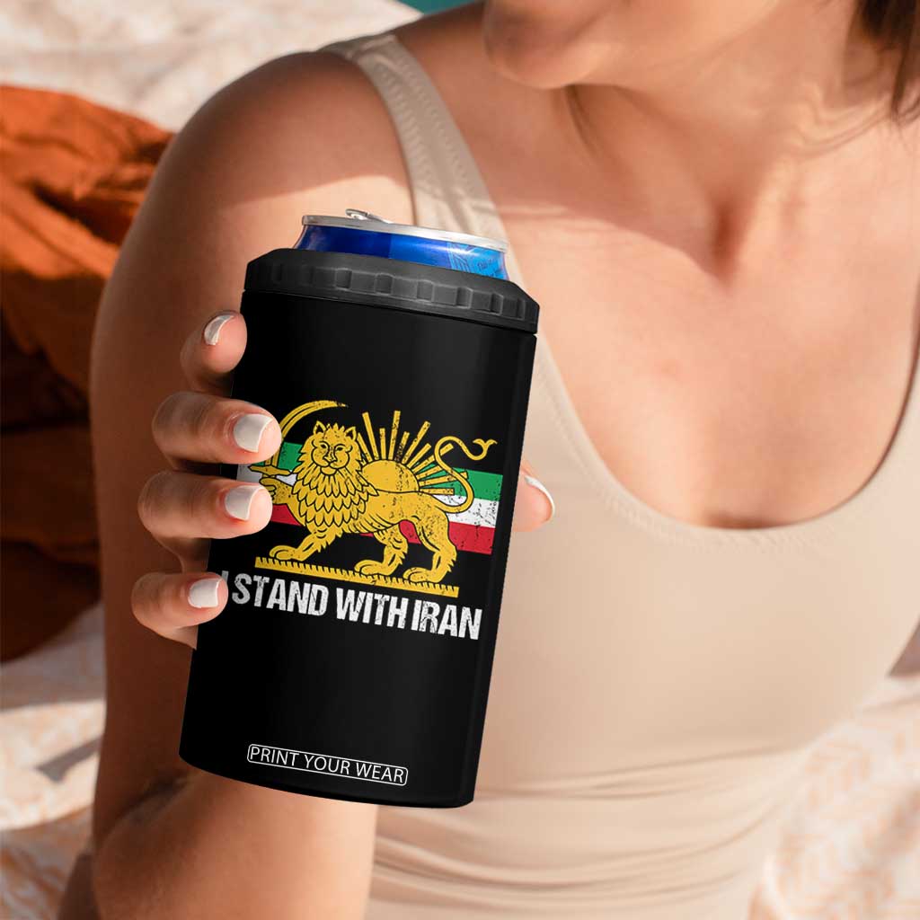 I Stand With Iran 4 in 1 Can Cooler Tumbler Shir o Khorshid Lion And Sun Iran Persia TS10 Print Your Wear