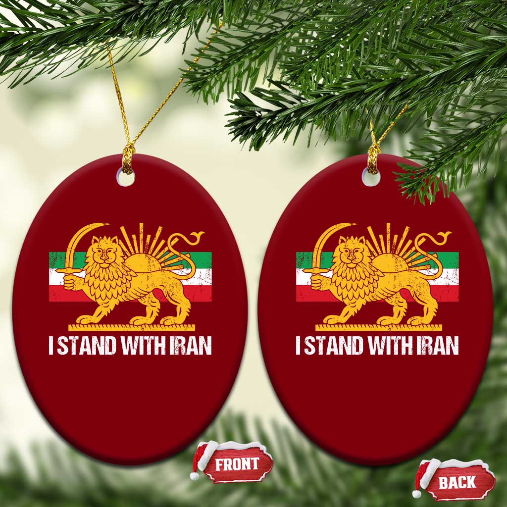 I Stand With Iran Ceramic Ornament Shir o Khorshid Lion And Sun Iran Persia TS10 Print Your Wear