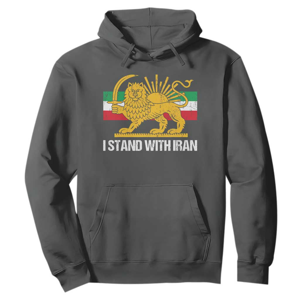 I Stand With Iran Hoodie Shir o Khorshid Lion And Sun Iran Persia TS10 Dark Heather Print Your Wear