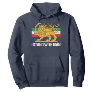 I Stand With Iran Hoodie Shir o Khorshid Lion And Sun Iran Persia TS10 Navy Print Your Wear