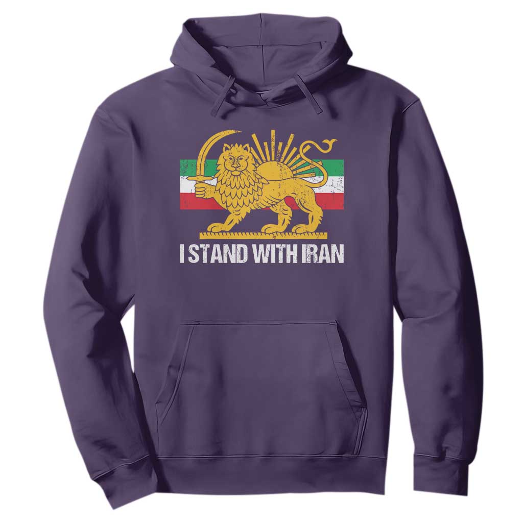I Stand With Iran Hoodie Shir o Khorshid Lion And Sun Iran Persia TS10 Purple Print Your Wear