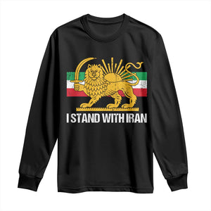 I Stand With Iran Long Sleeve Shirt Shir o Khorshid Lion And Sun Iran Persia TS10 Black Print Your Wear