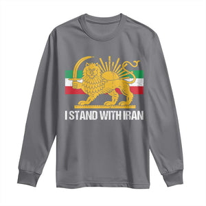 I Stand With Iran Long Sleeve Shirt Shir o Khorshid Lion And Sun Iran Persia TS10 Charcoal Print Your Wear