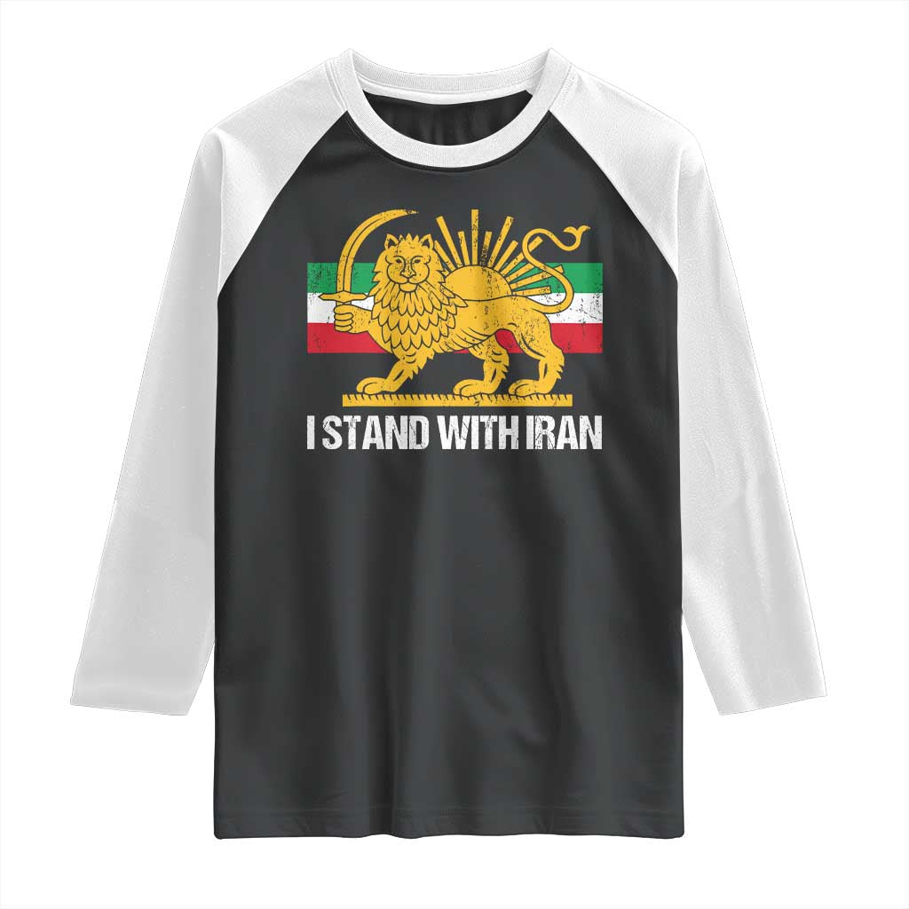 I Stand With Iran Raglan Shirt Shir o Khorshid Lion And Sun Iran Persia TS10 Black White Print Your Wear