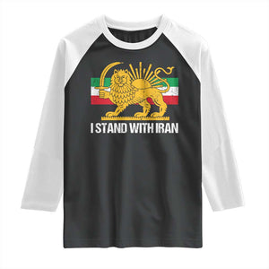 I Stand With Iran Raglan Shirt Shir o Khorshid Lion And Sun Iran Persia TS10 Black White Print Your Wear