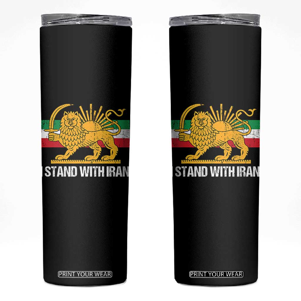 I Stand With Iran Skinny Tumbler Shir o Khorshid Lion And Sun Iran Persia TS10 Black Print Your Wear
