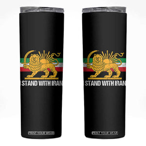 I Stand With Iran Skinny Tumbler Shir o Khorshid Lion And Sun Iran Persia TS10 Black Print Your Wear