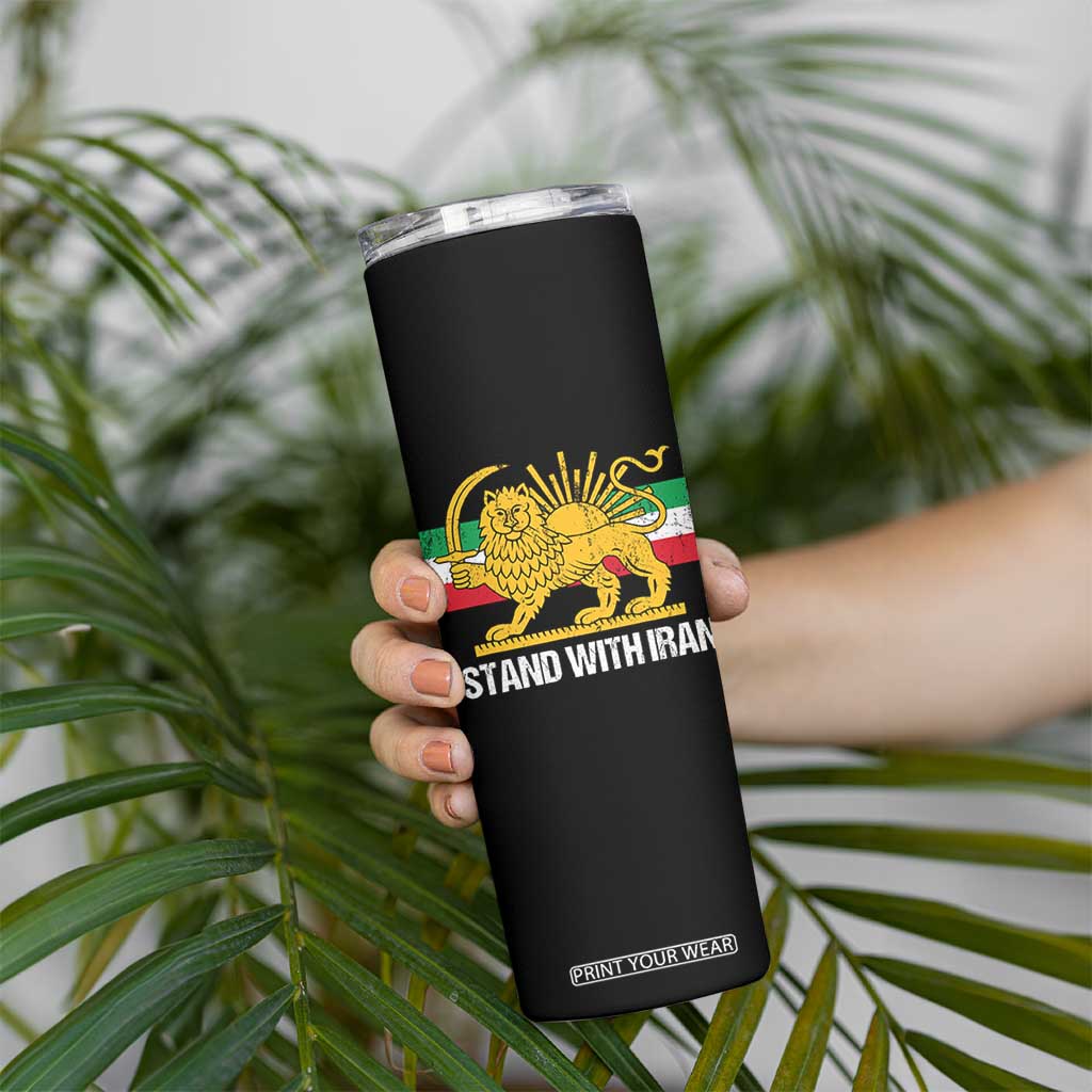 I Stand With Iran Skinny Tumbler Shir o Khorshid Lion And Sun Iran Persia TS10 Print Your Wear