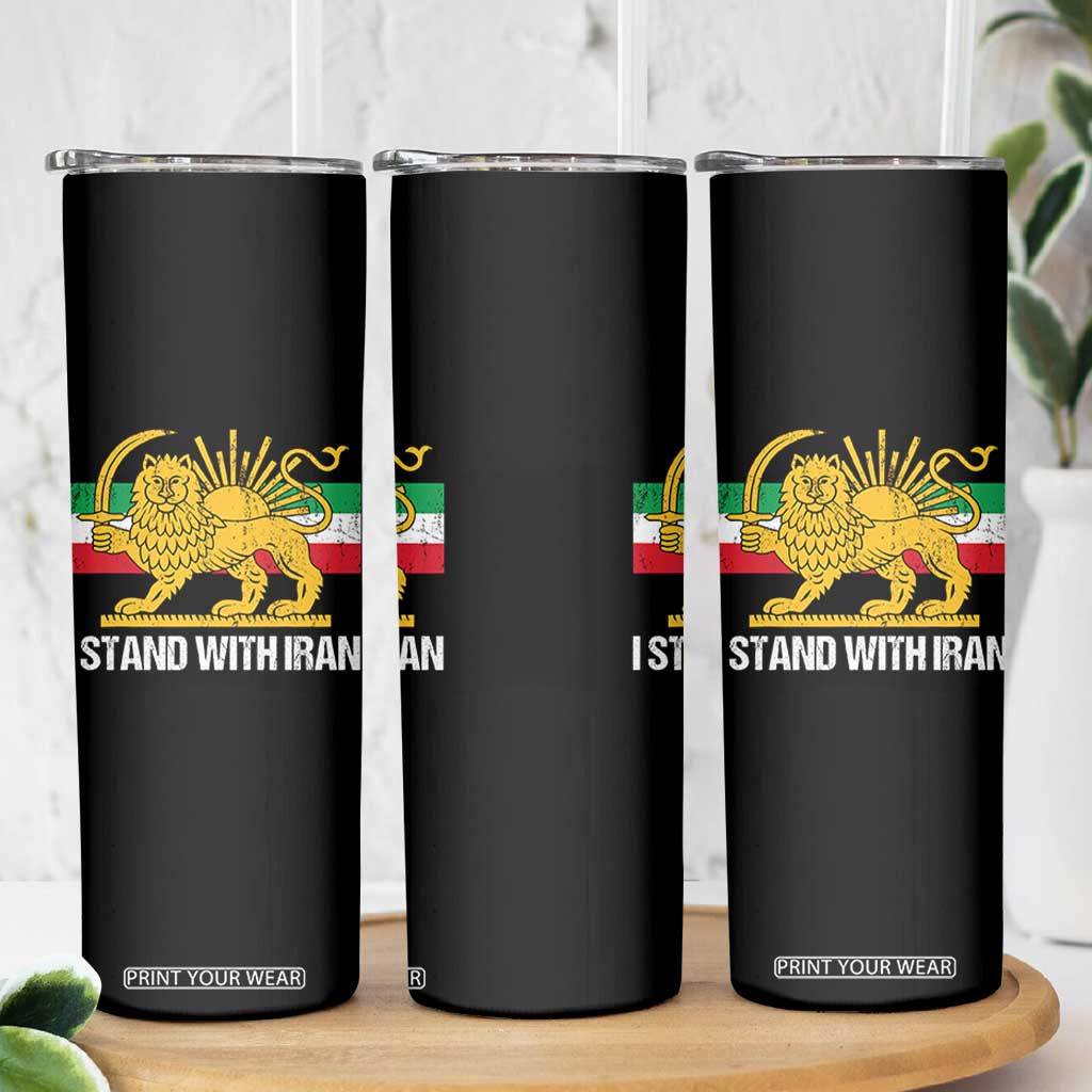 I Stand With Iran Skinny Tumbler Shir o Khorshid Lion And Sun Iran Persia TS10 Print Your Wear