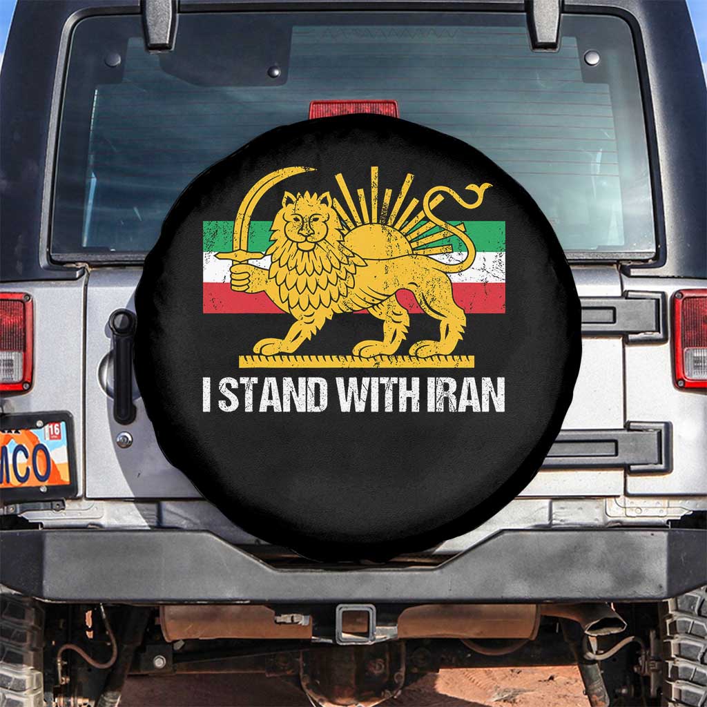 I Stand With Iran Spare Tire Cover Shir o Khorshid Lion And Sun Iran Persia TS10 No hole Black Print Your Wear