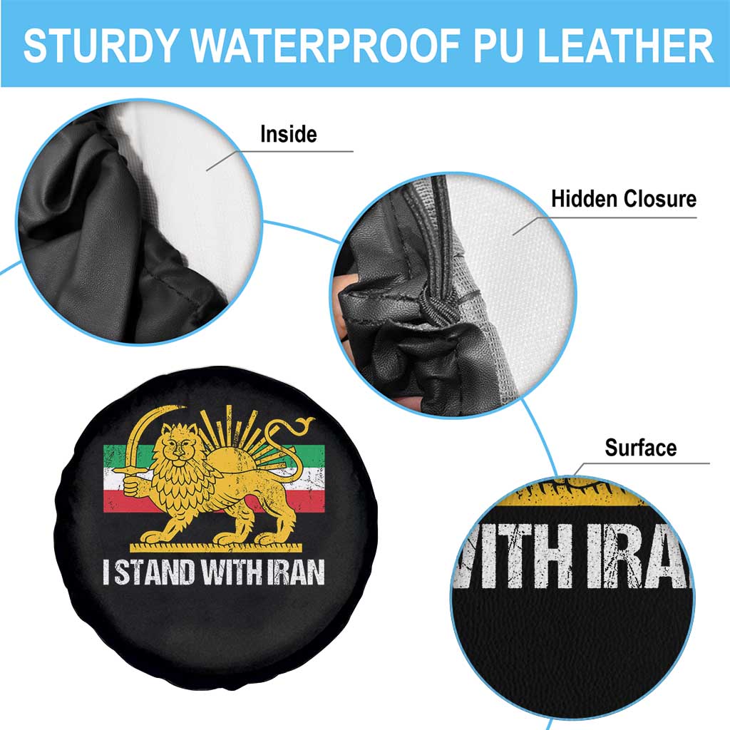 I Stand With Iran Spare Tire Cover Shir o Khorshid Lion And Sun Iran Persia TS10 Print Your Wear