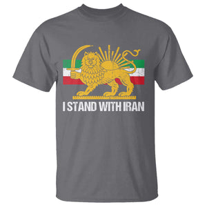 I Stand With Iran T Shirt Shir o Khorshid Lion And Sun Iran Persia TS10 Charcoal Print Your Wear