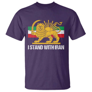 I Stand With Iran T Shirt Shir o Khorshid Lion And Sun Iran Persia TS10 Purple Print Your Wear