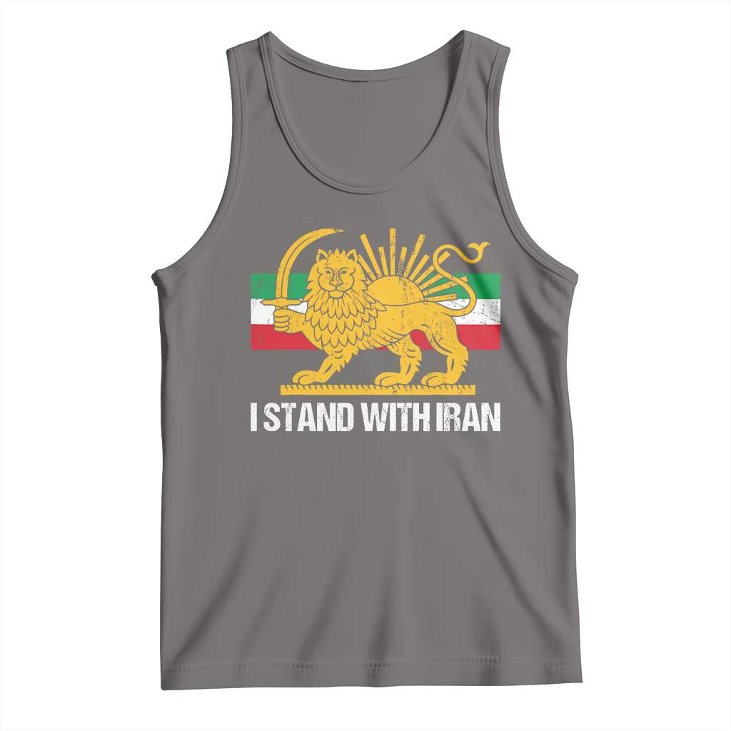 I Stand With Iran Tank Top Shir o Khorshid Lion And Sun Iran Persia TS10 Deep Heather Print Your Wear