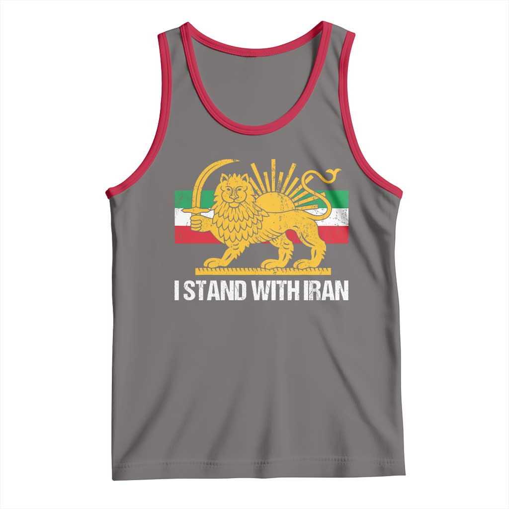 I Stand With Iran Tank Top Shir o Khorshid Lion And Sun Iran Persia TS10 Deep Heather Red Print Your Wear
