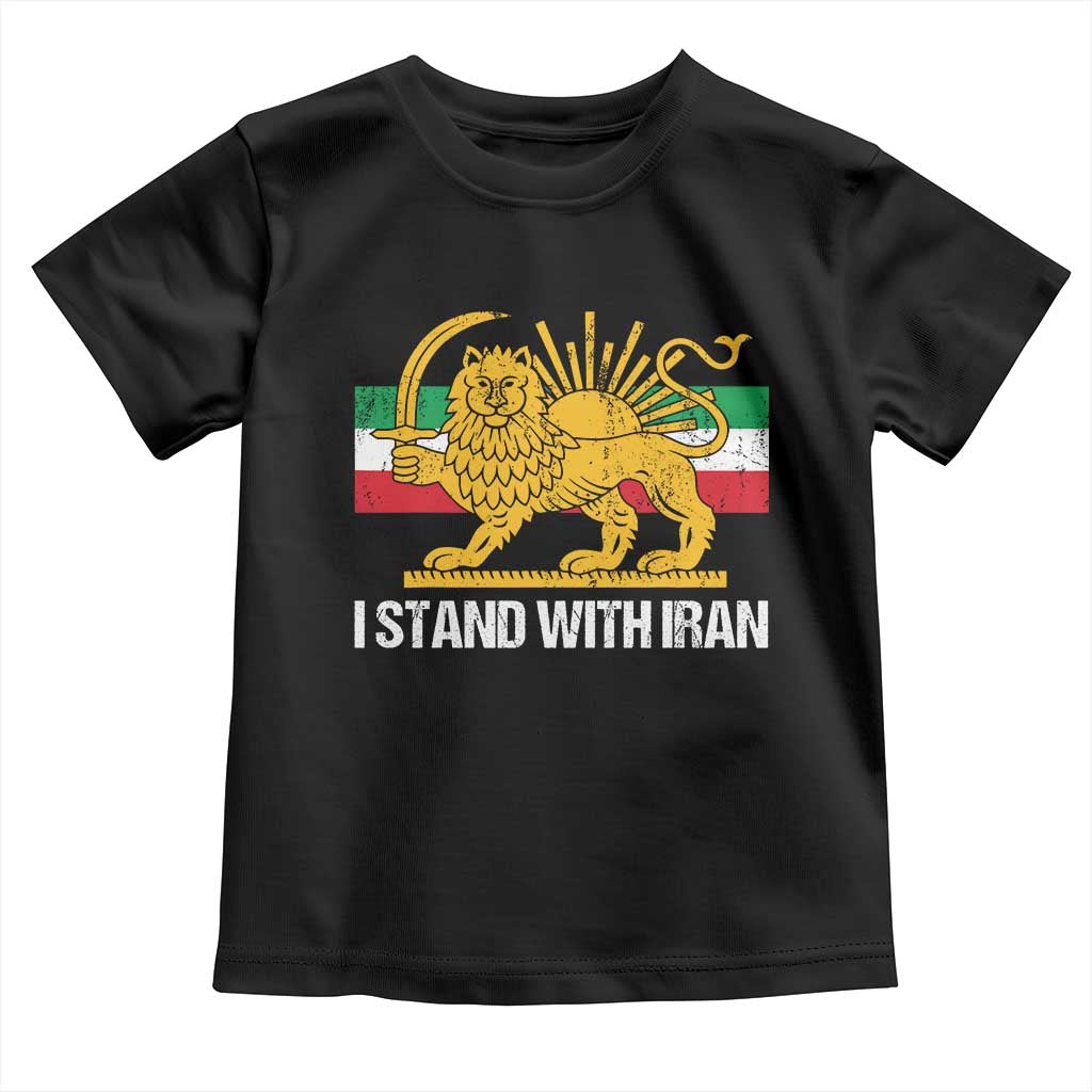 I Stand With Iran Toddler T Shirt Shir o Khorshid Lion And Sun Iran Persia TS10 Black Print Your Wear