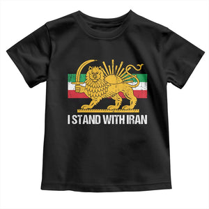 I Stand With Iran Toddler T Shirt Shir o Khorshid Lion And Sun Iran Persia TS10 Black Print Your Wear