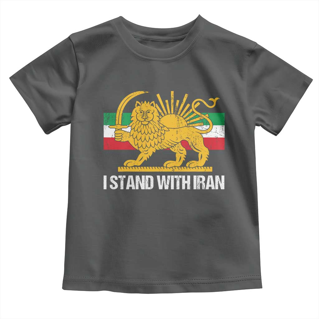 I Stand With Iran Toddler T Shirt Shir o Khorshid Lion And Sun Iran Persia TS10 Dark Heather Print Your Wear