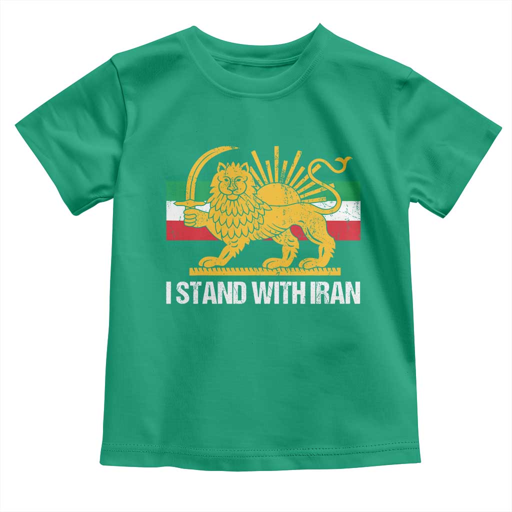 I Stand With Iran Toddler T Shirt Shir o Khorshid Lion And Sun Iran Persia TS10 Irish Green Print Your Wear
