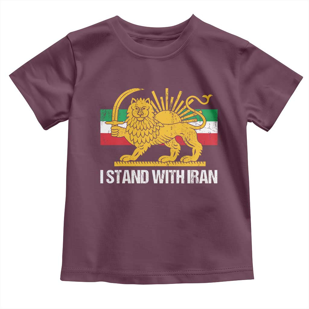 I Stand With Iran Toddler T Shirt Shir o Khorshid Lion And Sun Iran Persia TS10 Maroon Print Your Wear