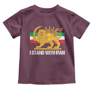 I Stand With Iran Toddler T Shirt Shir o Khorshid Lion And Sun Iran Persia TS10 Maroon Print Your Wear