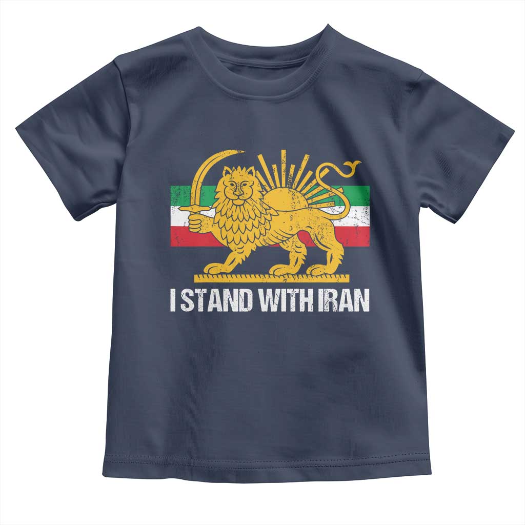 I Stand With Iran Toddler T Shirt Shir o Khorshid Lion And Sun Iran Persia TS10 Navy Print Your Wear