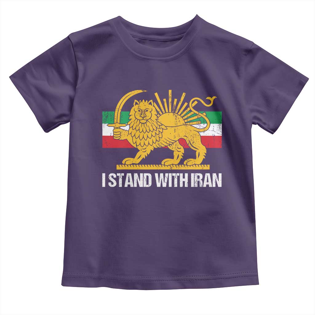 I Stand With Iran Toddler T Shirt Shir o Khorshid Lion And Sun Iran Persia TS10 Purple Print Your Wear