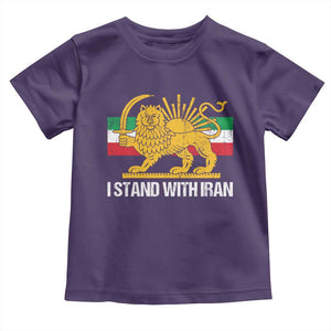 I Stand With Iran Toddler T Shirt Shir o Khorshid Lion And Sun Iran Persia TS10 Purple Print Your Wear