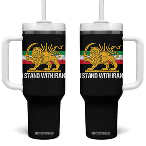 I Stand With Iran Tumbler With Handle Shir o Khorshid Lion And Sun Iran Persia TS10 One Size: 40 oz Black Print Your Wear