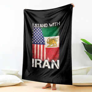 I Stand With Iran Throw Blanket Persian American Flag USA Persia Lion And Sun Iran TS10 Print Your Wear