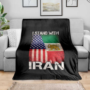 I Stand With Iran Throw Blanket Persian American Flag USA Persia Lion And Sun Iran TS10 Print Your Wear