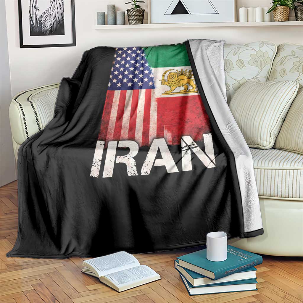 I Stand With Iran Throw Blanket Persian American Flag USA Persia Lion And Sun Iran TS10 Print Your Wear