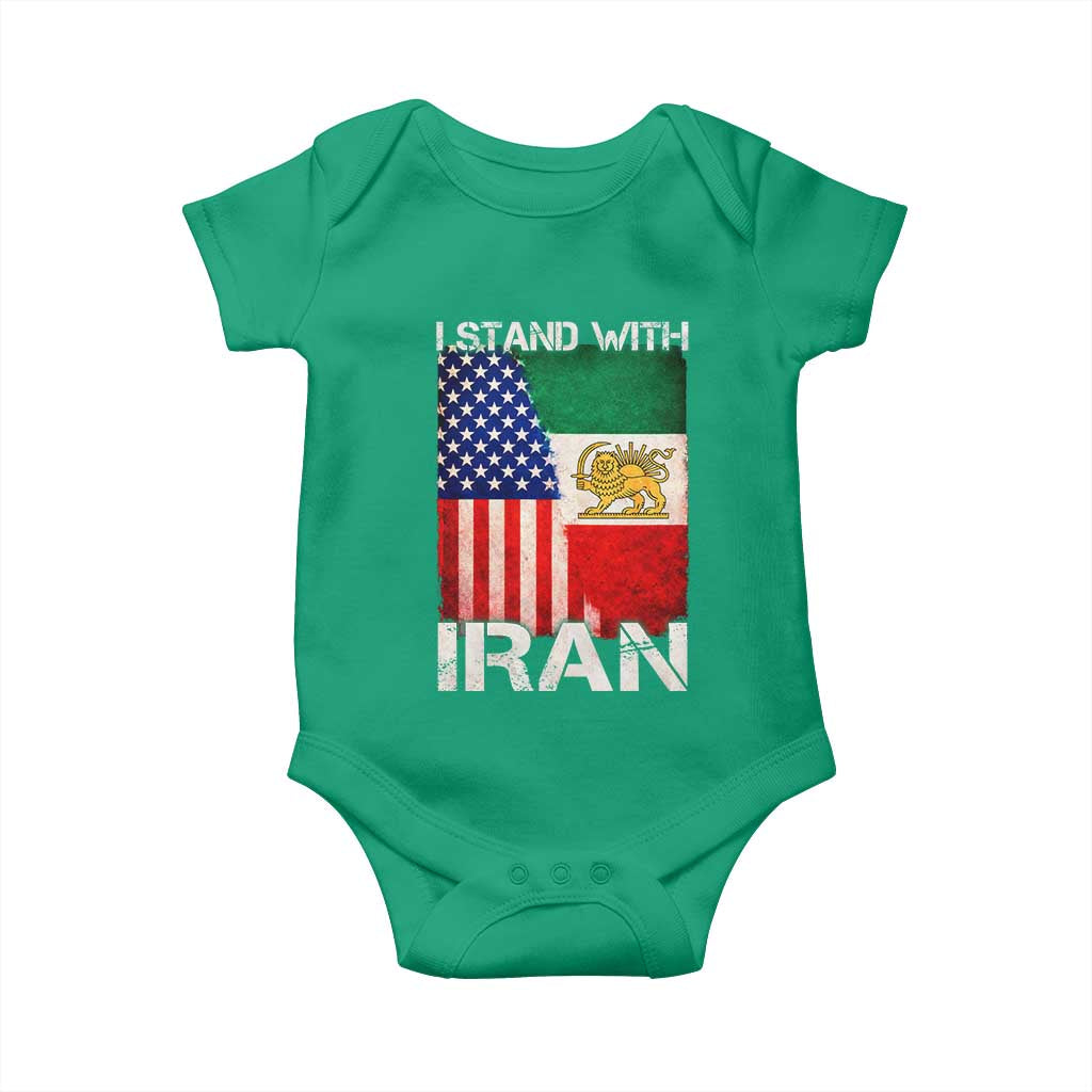 I Stand With Iran Baby Onesie Persian American Flag USA Persia Lion And Sun Iran TS10 Irish Green Print Your Wear