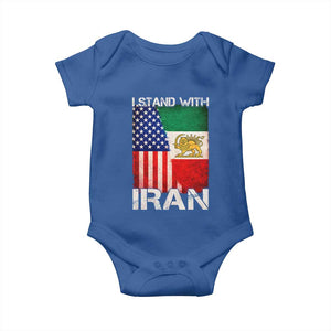 I Stand With Iran Baby Onesie Persian American Flag USA Persia Lion And Sun Iran TS10 Royal Blue Print Your Wear