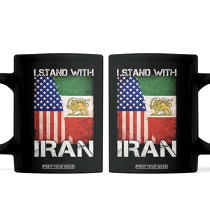 I Stand With Iran Coffee Mug Persian American Flag USA Persia Lion And Sun Iran TS10 Black Print Your Wear