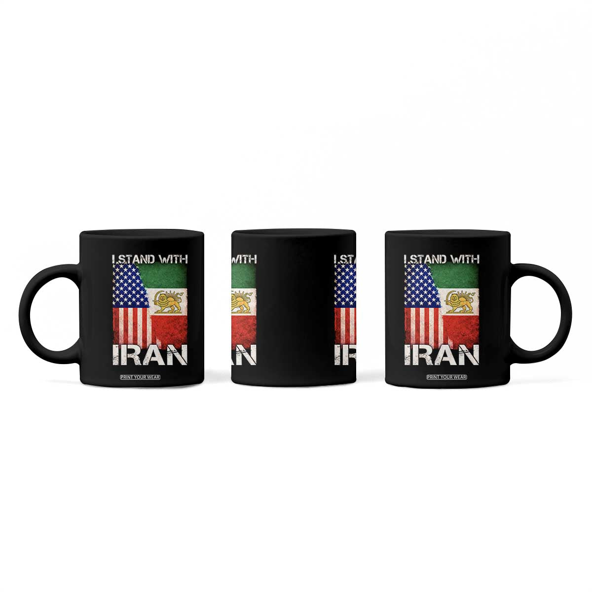 I Stand With Iran Coffee Mug Persian American Flag USA Persia Lion And Sun Iran TS10 Print Your Wear