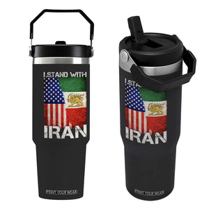 I Stand With Iran Flip Straw Tumbler Persian American Flag USA Persia Lion And Sun Iran TS10 One Size: 30 oz Black Print Your Wear