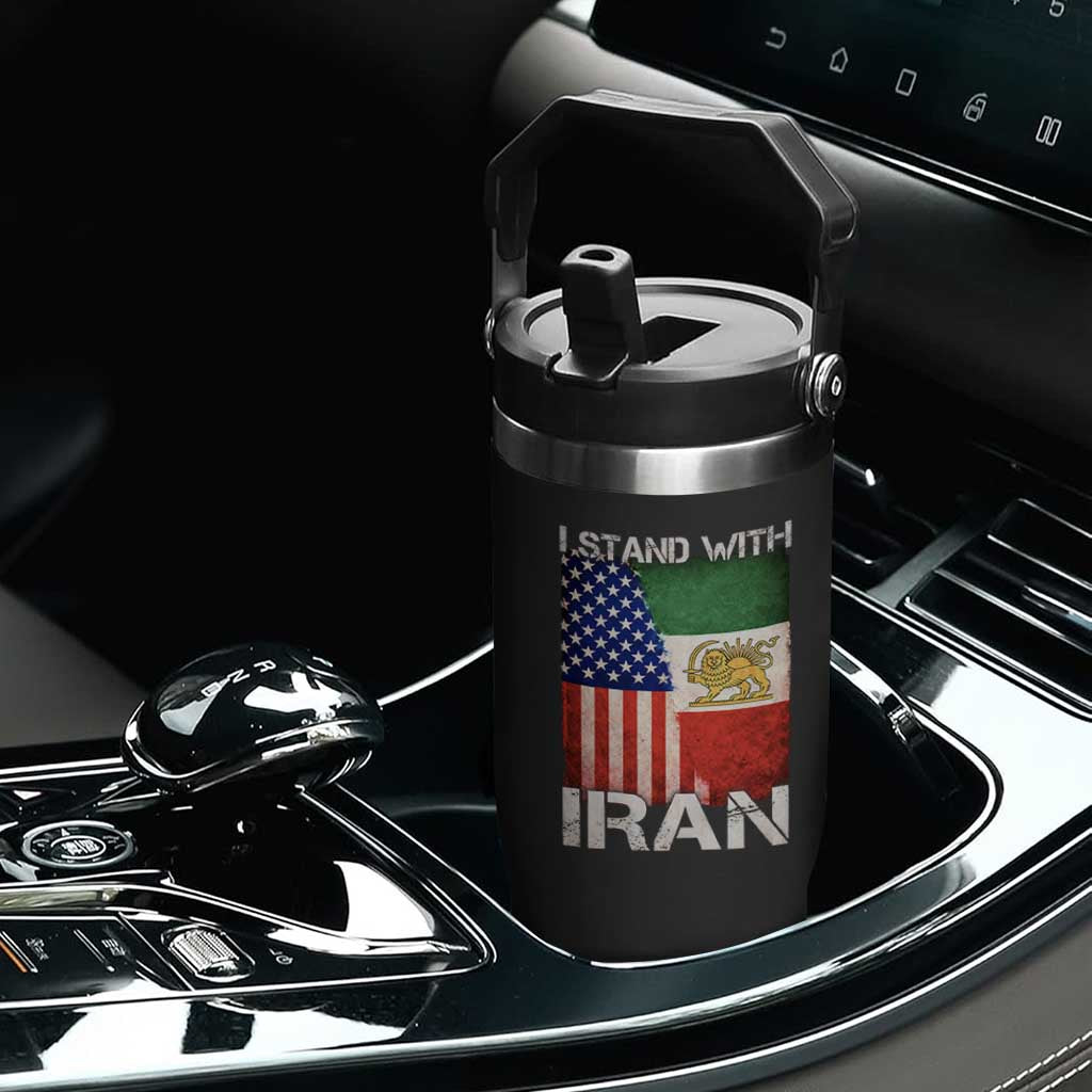 I Stand With Iran Flip Straw Tumbler Persian American Flag USA Persia Lion And Sun Iran TS10 Print Your Wear