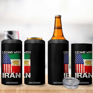 I Stand With Iran 4 in 1 Can Cooler Tumbler Persian American Flag USA Persia Lion And Sun Iran TS10 Print Your Wear
