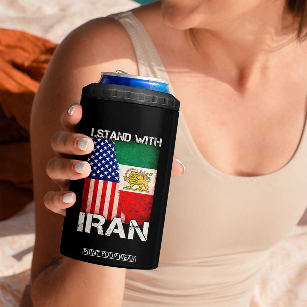 I Stand With Iran 4 in 1 Can Cooler Tumbler Persian American Flag USA Persia Lion And Sun Iran TS10 Print Your Wear