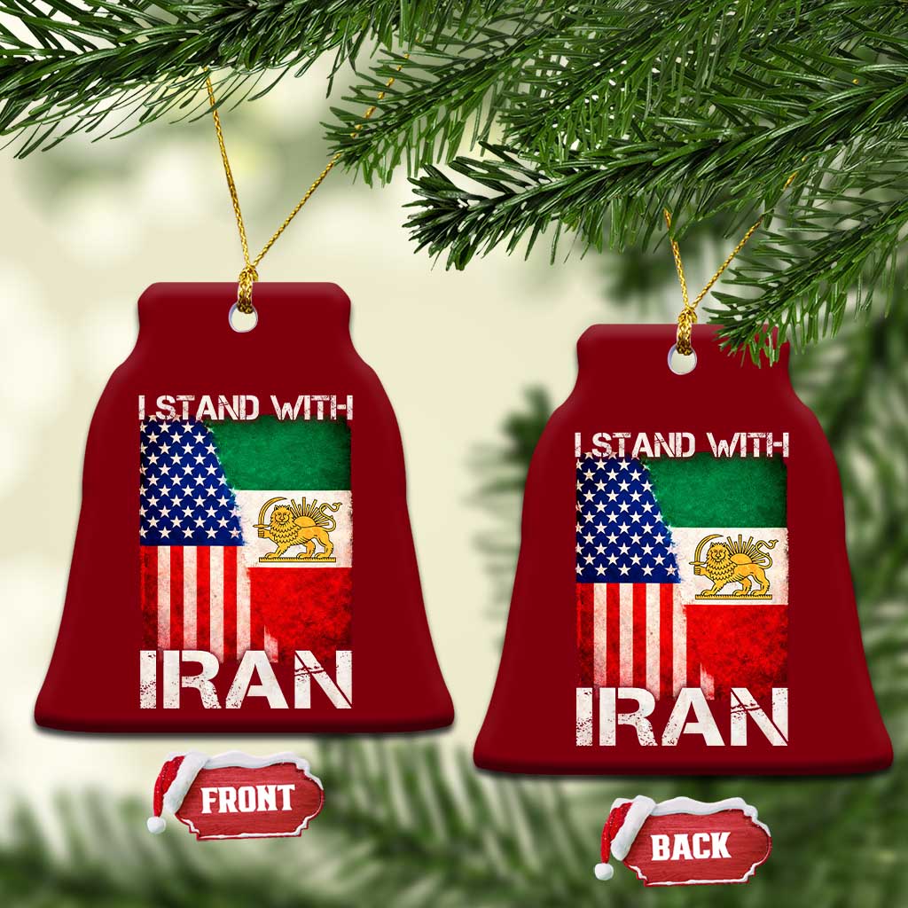 I Stand With Iran Ceramic Ornament Persian American Flag USA Persia Lion And Sun Iran TS10 Print Your Wear