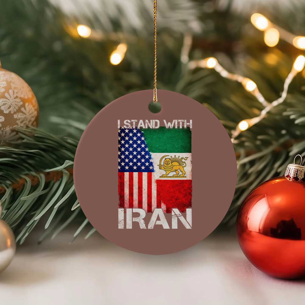I Stand With Iran Ceramic Ornament Persian American Flag USA Persia Lion And Sun Iran TS10 1pc Mocha Print Your Wear