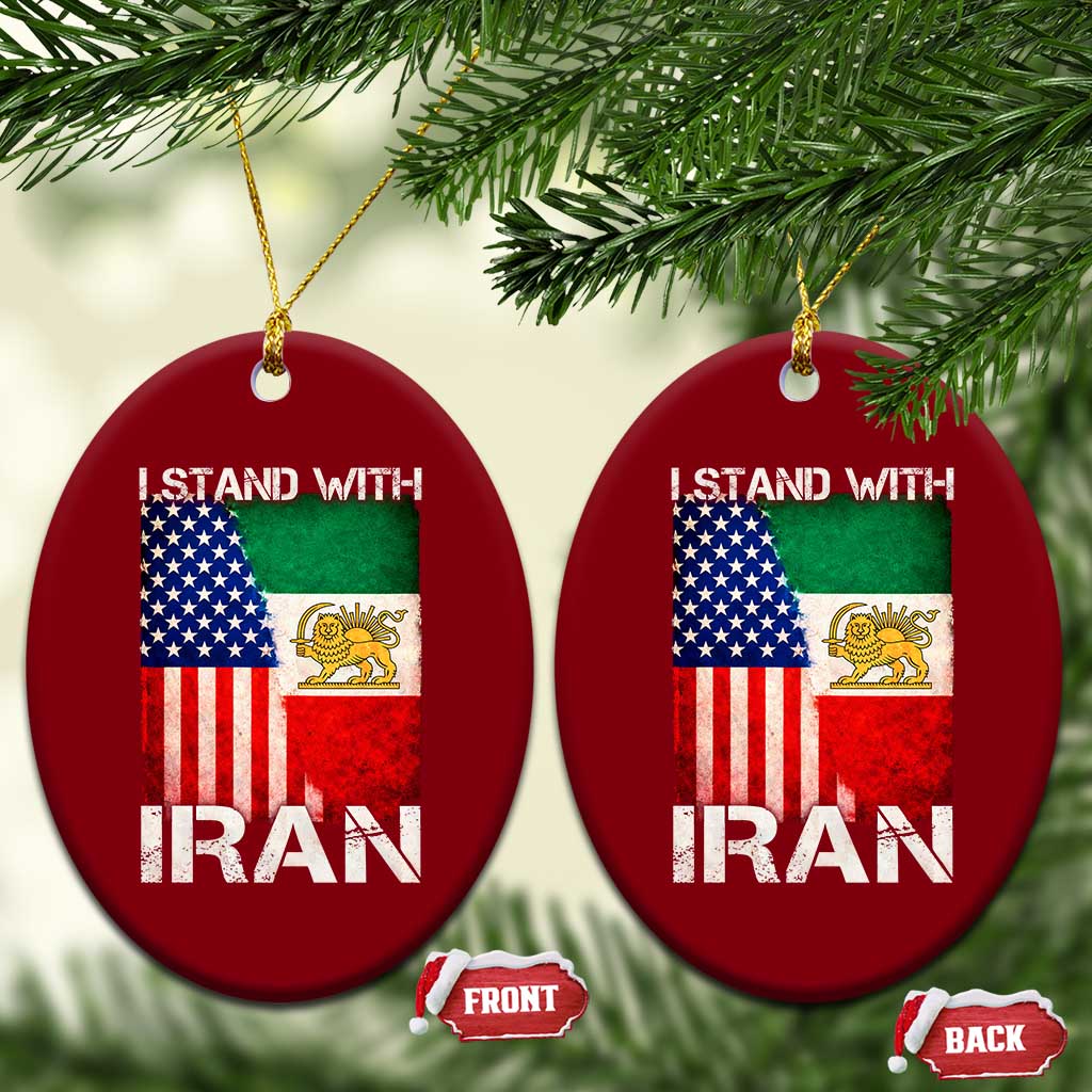 I Stand With Iran Ceramic Ornament Persian American Flag USA Persia Lion And Sun Iran TS10 Print Your Wear
