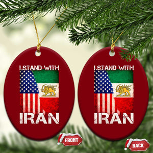 I Stand With Iran Ceramic Ornament Persian American Flag USA Persia Lion And Sun Iran TS10 Print Your Wear