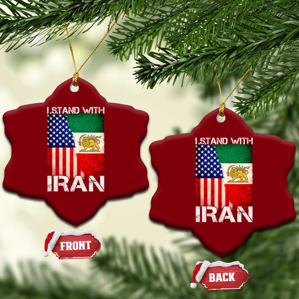 I Stand With Iran Ceramic Ornament Persian American Flag USA Persia Lion And Sun Iran TS10 Print Your Wear